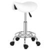 Vasitelan Rolling Saddle Stool PU Leather Swivel Adjustable Rolling Stool with Wheels Salon Chair (White) view 1
