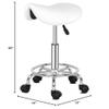 Vasitelan Rolling Saddle Stool PU Leather Swivel Adjustable Rolling Stool with Wheels Salon Chair (White) view 3