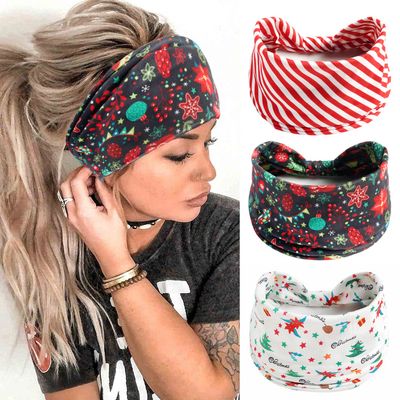 Ainuno Christmas Headbands for Women Retro Vintage Red Stripe Party Xmas Head Bands Workout Thick Party Bandana Winter Fashion Yoga Head Bands Hair Knotted Elastic Stretch Headwear Pack of 3