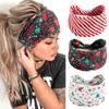 Ainuno Christmas Headbands for Women Retro Vintage Red Stripe Party Xmas Head Bands Workout Thick Party Bandana Winter Fashion Yoga Head Bands Hair Knotted Elastic Stretch Headwear Pack of 3 view 1
