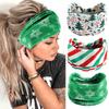 Ainuno Christmas Headbands for Women Green Christmas Tree Party Xmas Head Bands Workout Thick Party Bandana Winter Fashion Yoga Head Bands Hair Knotted Elastic Stretch Headwear Pack of 3 view 1