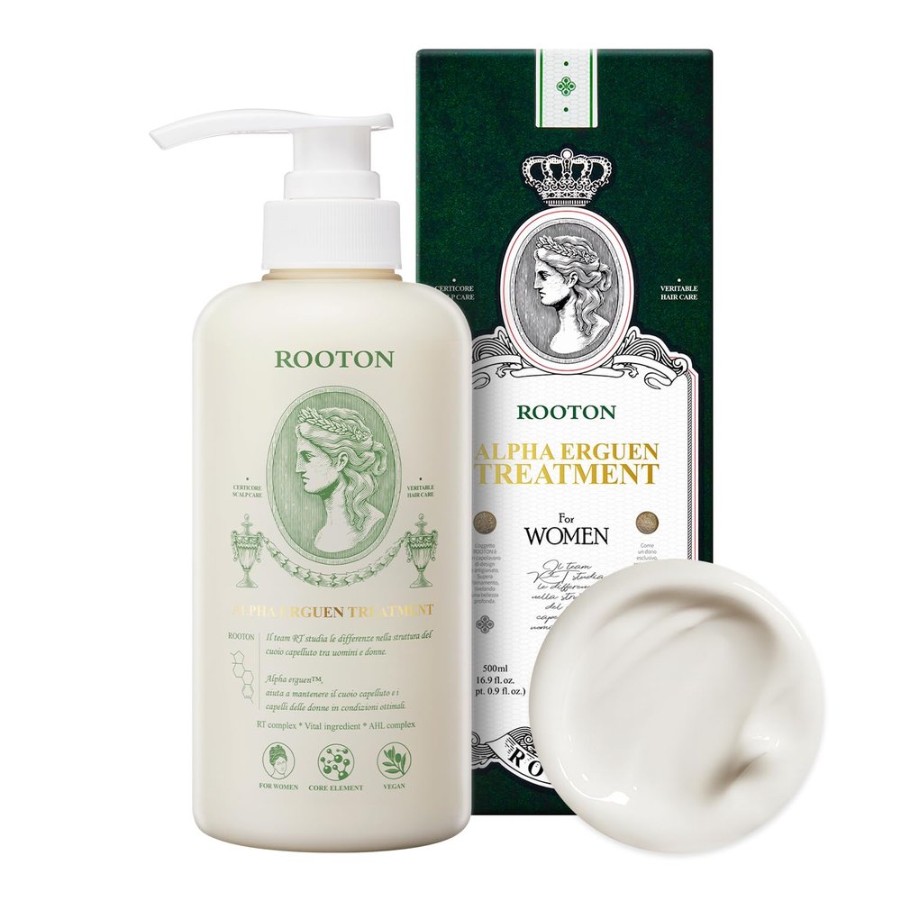 ROOTON Alpha Erguen Womens Hair Loss Care Treatment, Vegan Formula for Dual Scalp & Hair Cortex Repair, Strengthens, Restores & Nourishes Damaged Hair, 500ml / 16.9 fl oz