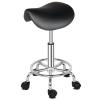 Vasitelan Rolling Saddle Stool PU Leather Swivel Adjustable Rolling Stool with Wheels Salon Chair (Black) view 1