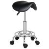 Vasitelan Rolling Saddle Stool PU Leather Swivel Adjustable Rolling Stool with Wheels Salon Chair (Black) view 4