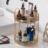 INVSSENE 360 Rotating Makeup Organizer, Yellow, Unisex, 2 Tier Countertop Storage, Large Capacity, Cosmetics, Perfume, Skincare, Lipsticks view 1