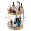 INVSSENE 360 Rotating Makeup Organizer, Yellow, Unisex, 2 Tier Countertop Storage, Large Capacity, Cosmetics, Perfume, Skincare, Lipsticks view 2