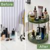 INVSSENE 360 Rotating Makeup Organizer, Bathroom Make Up Spinning Holder Rack, Large Capacity Cosmetics Storage Vanity Shelf Countertop, Fits Cosmetics, Perfume, Skincare, Lipsticks(2 Tiers, Green) view 4