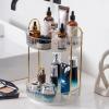 INVSSENE 360 Rotating Makeup Organizer, Bathroom Make Up Spinning Holder Rack, Large Capacity Cosmetics Storage Vanity Shelf Countertop, Fits Cosmetics, Perfume, Skincare(2 Tiers, Clear) view 1