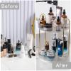 INVSSENE 360 Rotating Makeup Organizer, Bathroom Make Up Spinning Holder Rack, Large Capacity Cosmetics Storage Vanity Shelf Countertop, Fits Cosmetics, Perfume, Skincare(2 Tiers, Clear) view 4