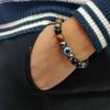 ASTROGHAR Natural Black Obsidian Hematite Tigers Eye Crystals Triple Protection With Evil Eye Crystals Bracelet For Men And Women, Standard, Crystal, Tiger's Eye view 2