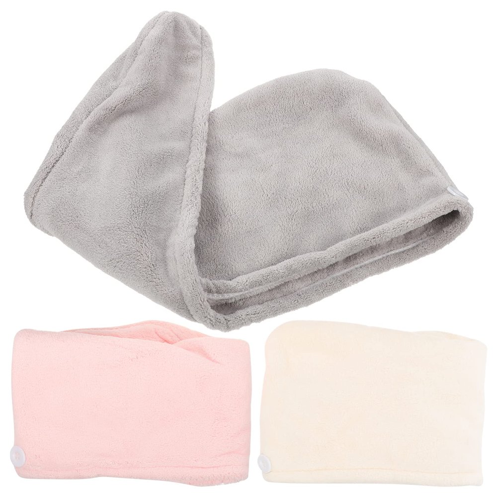 GLEAVI 3pcs Dry Hair Cap Head Wraps for Women Bandanas for Women Coral Hair Towel Wrap for Absorbent Towel Dry s Child Comfortable Polyester