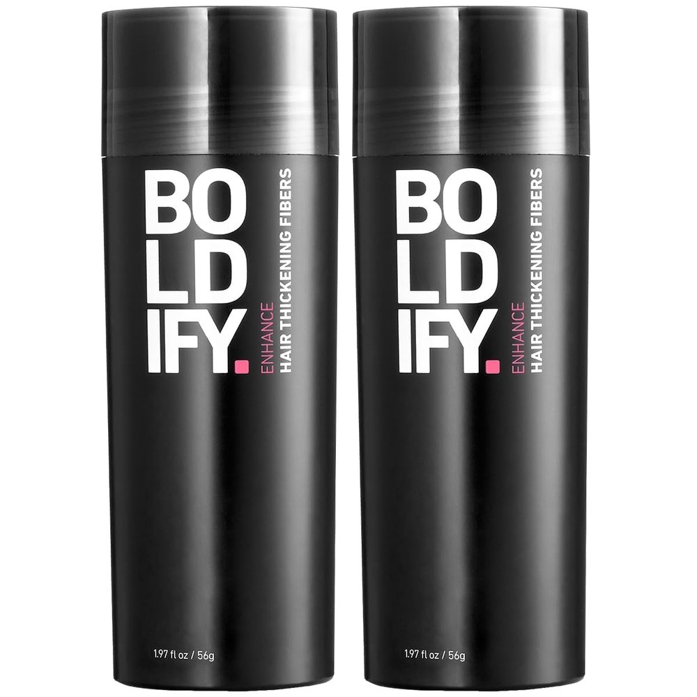 BOLDIFY Hair Fibers (2 x 56g) - Fill In Thinning and Fine Hair for an Instantly Fuller, Thicker Look - 14 Shades for Women & Men - Black