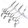 Silver/black barber scissors, high hardness sharp professional hairdresser scissors 6 inch salon hairdresser scissors. (4pc-A) view 1