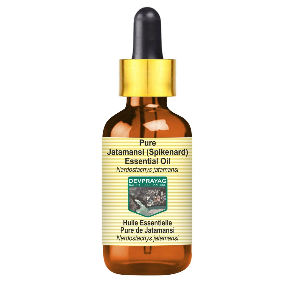 Devprayag Jatamansi (Spikenard) Essential Oil (Nardostachys jatamansi) with Glass Dropper | Pure | Non-Sticky | Non-Greasy | Lightweight | Men & Women | All Skin Types | Steam Distilled 2ml (0.06 oz)