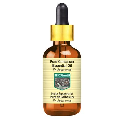 Devprayag Galbanum Essential Oil (Ferula gummosa) with Glass Dropper | Pure | Non-Sticky | Non-Greasy | Lightweight | Men & Women | All Skin Types | Steam Distilled 15ml (0.5 oz)