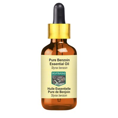 Devprayag Benzoin Essential Oil (Styrax Benzoin) with Glass Dropper | Pure | Viscous Texture | Unisex | All Skin Types | External Use | Natural Extract | Steam Distilled 100ml (3.38 oz)