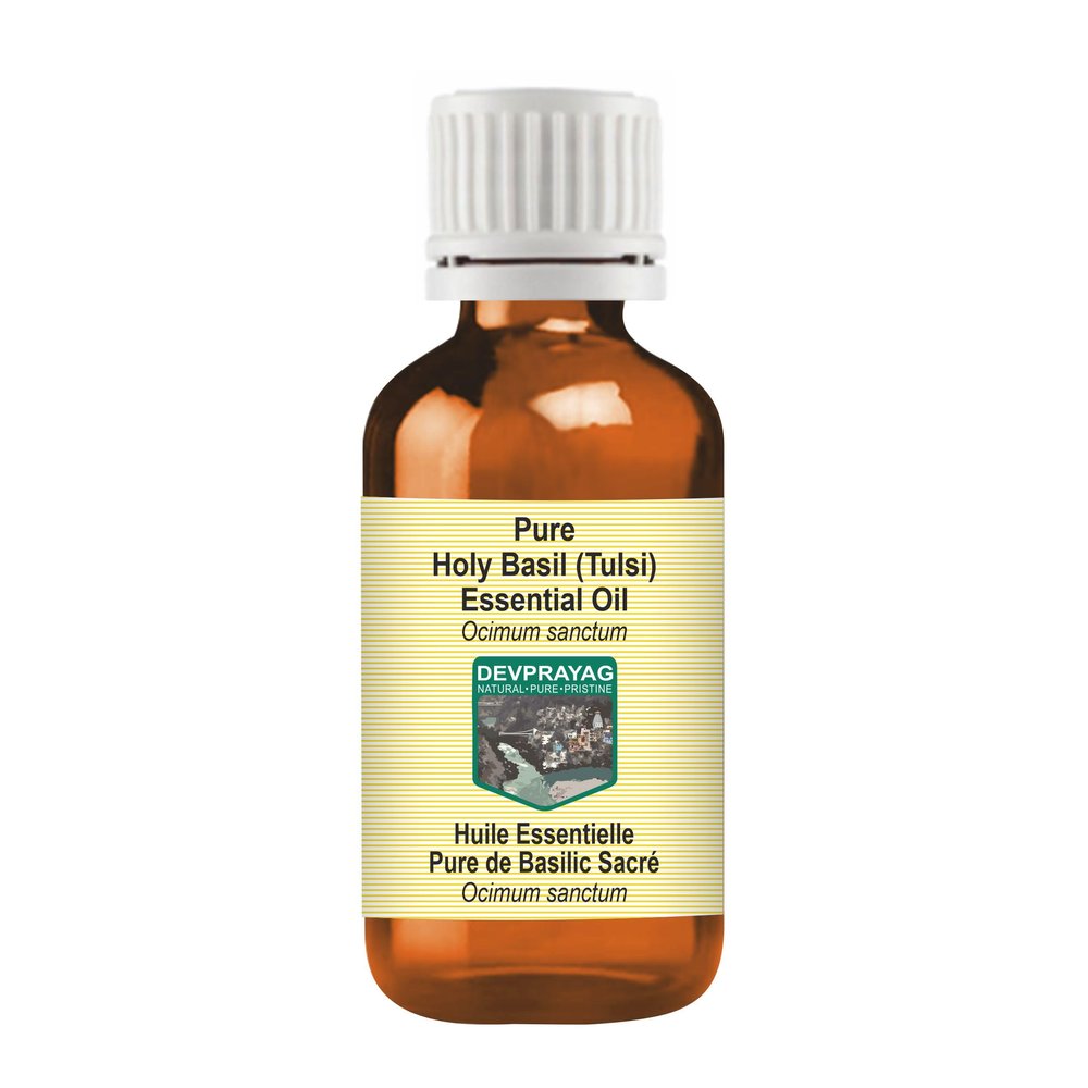 Devprayag Holy Basil (Tulsi) Essential Oil (Ocimum Sanctum) Pure | Non-Sticky | Non-Greasy | Lightweight | Men & Women | All Skin Types | Steam Distilled 50ml (1.69 oz)