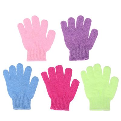 FRCOLOR 10pcs Exfoliating Bathing Gloves Five-finger Design for Body Scrub Soft Material for Deep Cleansing and Massage Random Colors