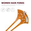 FRCOLOR Shape Accessory Craft White Prong Hairpin Heart Pin Fork Forks with Elegant Rhinestone Hair Bridal Styling Classical U Chinese Chopstick Girls Classic Retro Diy view 4