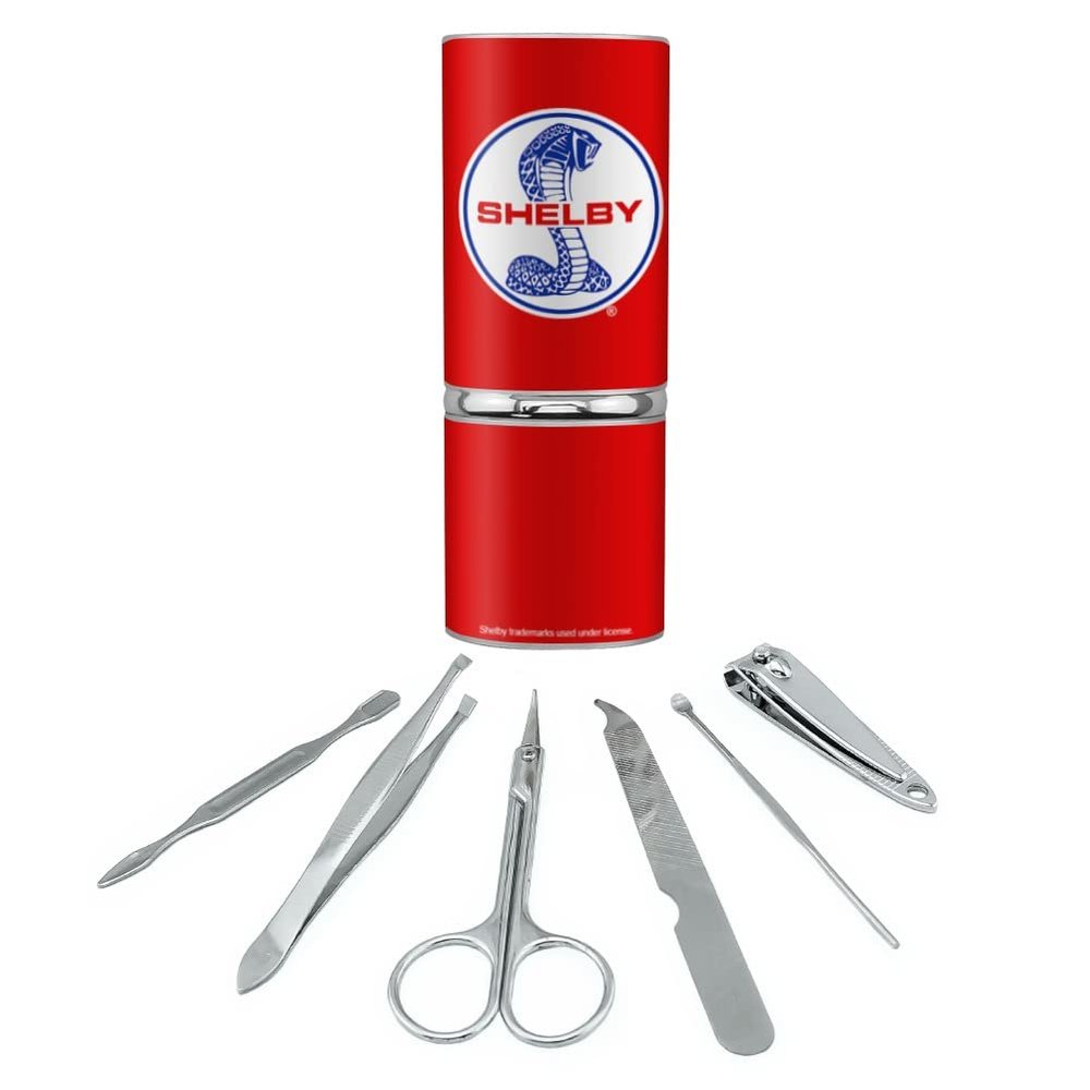 Shelby Cobra Patriotic Logo Stainless Steel Manicure Pedicure Grooming Beauty Care Travel Kit