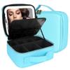 MOMIRA Travel Makeup Bag Cosmetic Bag Makeup Organizer Bag with Lighted Mirror, Adjustable Brightness in 3 Color Scenarios, Waterproof Makeup Train Case, Gift for Women - Diamond Blue view 1