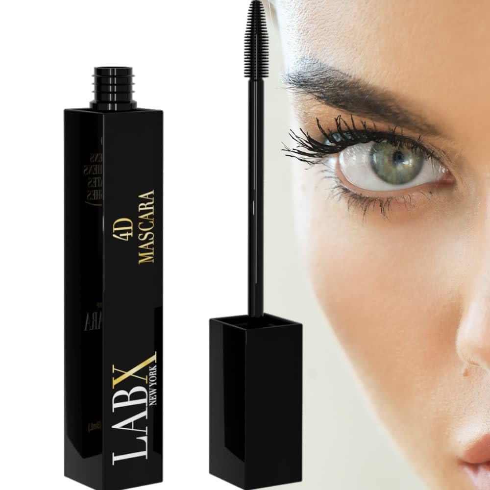 4D Waterproof Mascara  False Lash Effect, Lengthening & Volumizing  Carbon Black, 8 mL