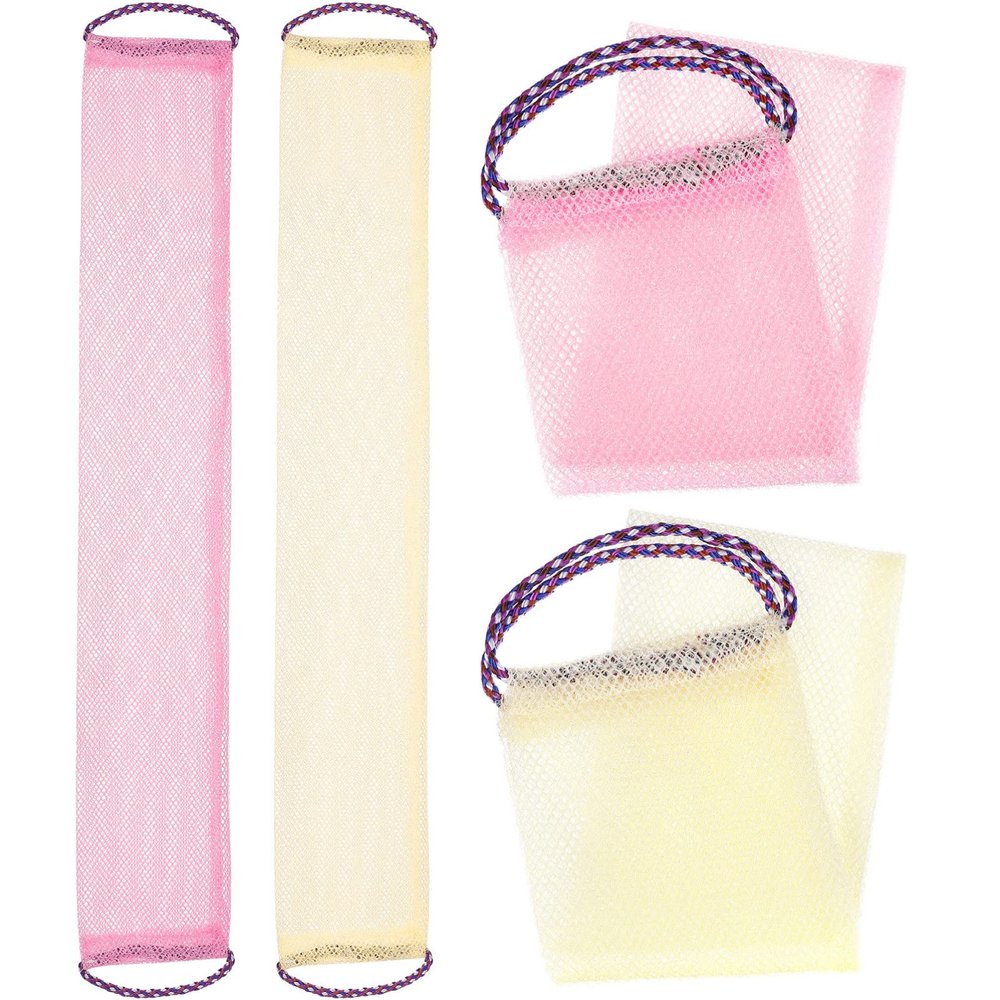 Beavorty 4pcs Back Exfoliating Scrubbers Long Strip Bath Towels for Body Cleansing Soft Material Convenient for Elderly Use Rich Foaming Function for Shower and Bath
