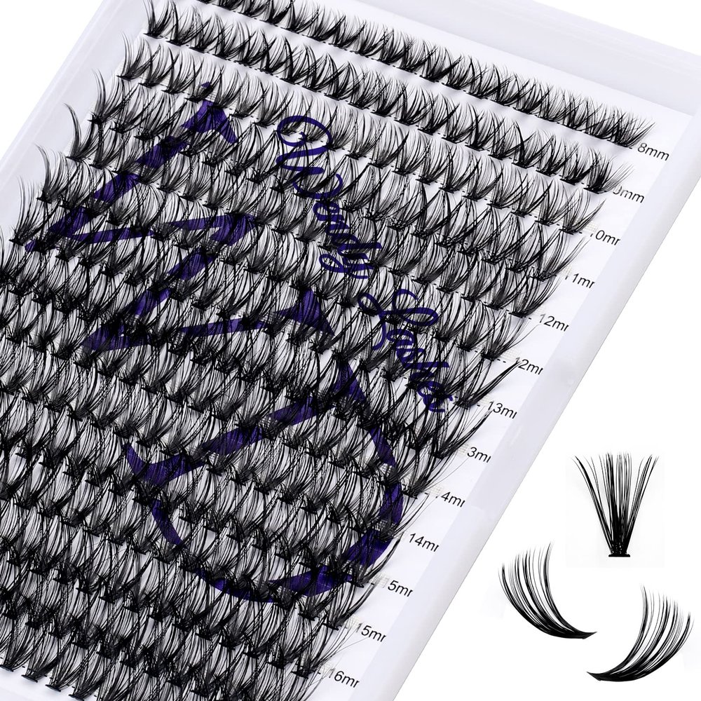 Lash Clusters Lashes Individual 300PCS C/D Curl Eyelash Extensions 0.07mm Thickness Individual Lashes Fluffy and Soft Volume Lashes Matt Dark Lashes Extension 8-16mm Mixed Length Beginner Use