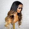 13x4 Ombre 1B30 Colored Body Wave HD Transparent Lace Front Human Hair Wig With Baby Hair for Black Women Pre Plucked Natural Hairline Bleached Knots Glueless Wig 150% Density 22 Inch view 2