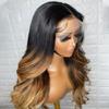13x4 Ombre 1B30 Colored Body Wave HD Transparent Lace Front Human Hair Wig With Baby Hair for Black Women Pre Plucked Natural Hairline Bleached Knots Glueless Wig 150% Density 22 Inch view 4