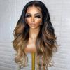 13x4 Ombre 1B30 Colored Body Wave HD Transparent Lace Front Human Hair Wig With Baby Hair for Black Women Pre Plucked Natural Hairline Bleached Knots Glueless Wig 150% Density 20 Inch view 1