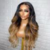 13x4 Ombre 1B30 Colored Body Wave HD Transparent Lace Front Human Hair Wig With Baby Hair for Black Women Pre Plucked Natural Hairline Bleached Knots Glueless Wig 150% Density 20 Inch view 3