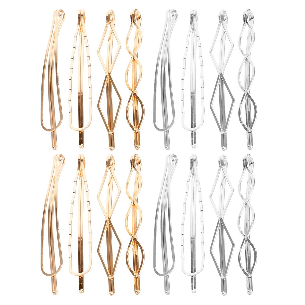 KALLORY Metal Hair Clip Set 16Pcs Geometric Bobby Pins Hair Accessories for Women Wedding Party Styling