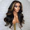 oulaer 13x4 Highlight 1B27 Colored Body Wave Human Hair Pre Plucked HD Transparent Lace Front Wig With Baby Hair Brazilian Remy Hair Natural Hairline Bleached Knots for Women 150% Density 22 Inch view 1