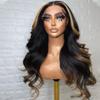 oulaer 13x4 Highlight 1B27 Colored Body Wave Human Hair Pre Plucked HD Transparent Lace Front Wig With Baby Hair Brazilian Remy Hair Natural Hairline Bleached Knots for Women 150% Density 22 Inch view 2