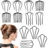 12 Pieces Metal Hair Fork Clip Stick Black U Shape Updo Hair Sticks Side Hair Comb 4 Prong Clips Grips For Women Hair Styling Tool Accessories view 1