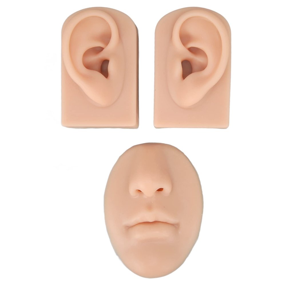 Jiawu Silicone Ear Model, Soft Silicone Nose Model, 3D Nose and Mouth Model for Piercing Practice, Silicone Body Parts, Human Ear Model, Silicone Flexible Model for Jewelry Display (#2)