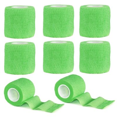 VideoPUP Tattoo Grip Cover Wrap, 8PCS Disposable Cohesive Elastic Bandage Handle Grip Tube for Tattoo Machine Accessories (Phosphor Green)