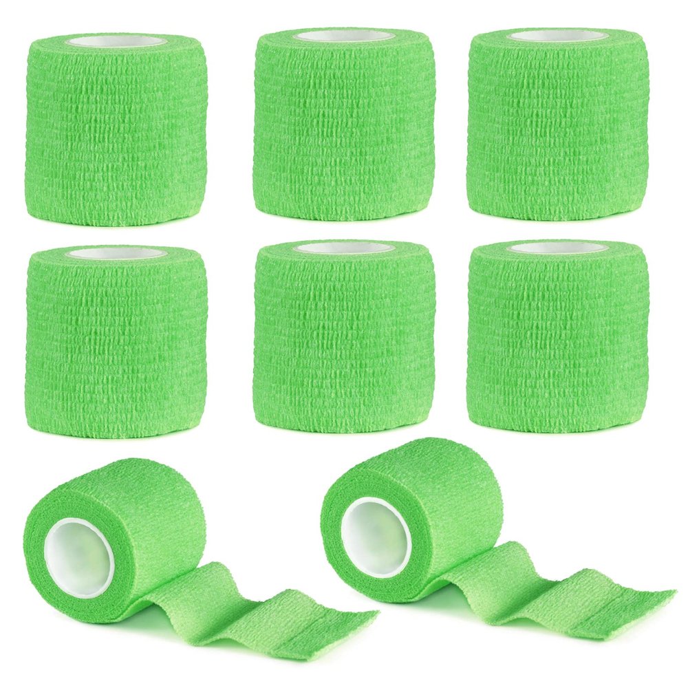 VideoPUP Tattoo Grip Cover Wrap, 8PCS Disposable Cohesive Elastic Bandage Handle Grip Tube for Tattoo Machine Accessories (Phosphor Green)
