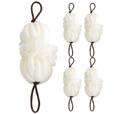 Lurrose 5pcs Supple Shower Loofah Sponges for Bathing Soft Mesh Bath Puff Balls Lanyard for Easy Drying Exfoliating Bath Tools Shower Supplies for Home Use and Gifting
