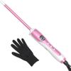 Wavytalk 3/8 Inch Small Curling Wand, Wand Curling Iron for Short & Long Hair, Ceramic Barrel with Adjustable Temperature, Heat Resistant Glove Included (Rose Pink) view 1