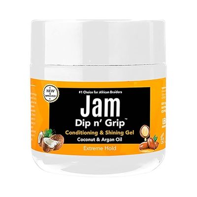 Dip n Grip Jam Coconut & Argan Oil Extreme Hold Gel (4oz) | Frizz Control & Shine for All Hair Types