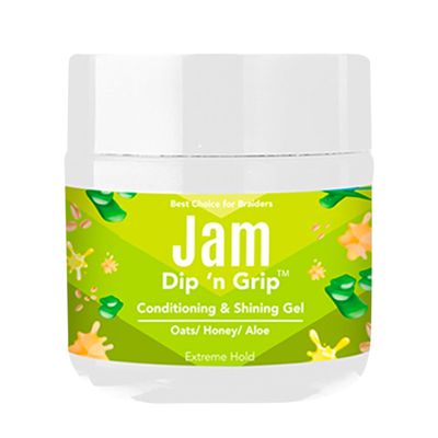 Dip n Grip Jam Hair Braiding Gel 4oz  Extreme Hold & Shine with Vitamin E, Oats, Honey & Aloe  Frizz Control & Conditioning for Braids & Curls