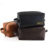 Toiletry Bag for Men, Genuine Leather Toiletry Bag w/ Initials & Names, Groomsmen Gifts for Wedding - Gifts for Dad - Custom Embossed Dopp Kit for Him - Travel Accesories for Men, Brown - Medium view 1