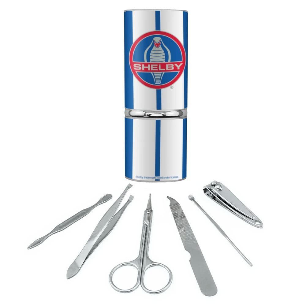 Shelby Cobra Vintage Logo Stainless Steel Manicure Pedicure Grooming Beauty Care Travel Kit