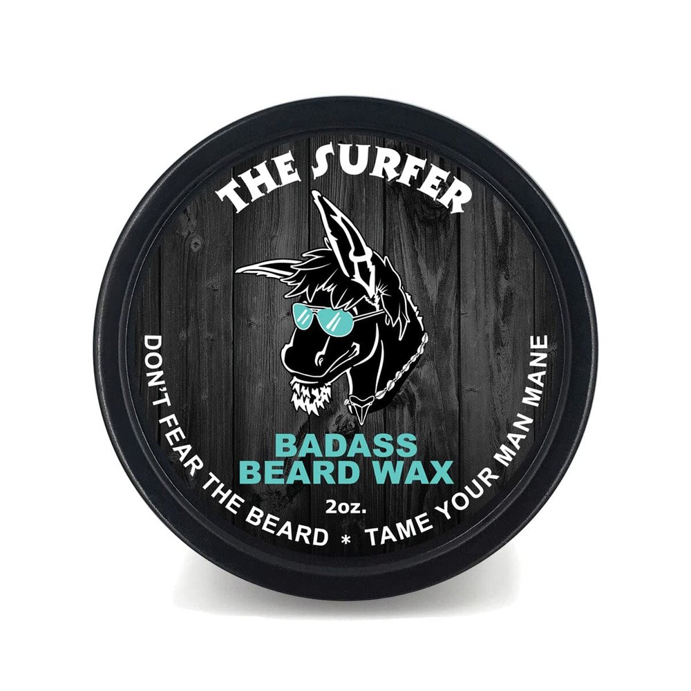 Badass Beard Care Beard Wax For Men - The Surfer, 2 oz - Softens Beard Hair, Leaves Your Beard Looking and Feeling More Dense