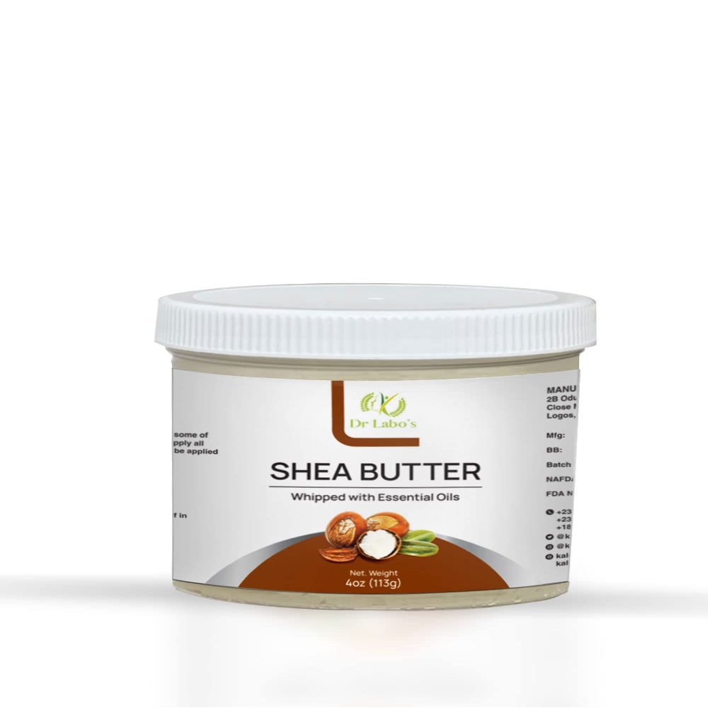 DR LABO'S Shea Butter Whipped with Essential Oils. Raw Unrefined African Shea Butter with Essential oils to nourish the skin, hair and nails