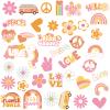 280Pcs Hippie Theme Temporary Tattoos Stickers 70's Theme Tattoos Stickers Hippie Face Body Sticker For Adults And Kids Cute Cartoon Printing Groovy Assorted Groovy Party Supplies view 1