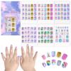 SIUSIO 124 Pcs 6 Pack Children Acrylic Fake Nails Press on Cute Pre-glue Full Cover Glitter Gradient Color Rainbow Short Kids Stick On False Nail Art Kits Set for Kids Little Girls - Dreamy Fairy view 1