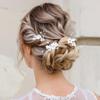 Unicra Silver Flower Bride Wedding Hair Pins Leaf Bridal Headpiece Pearl Rhinestone Bridesmaids Hair Accessories for Women and Girls(Pack of 3) view 1